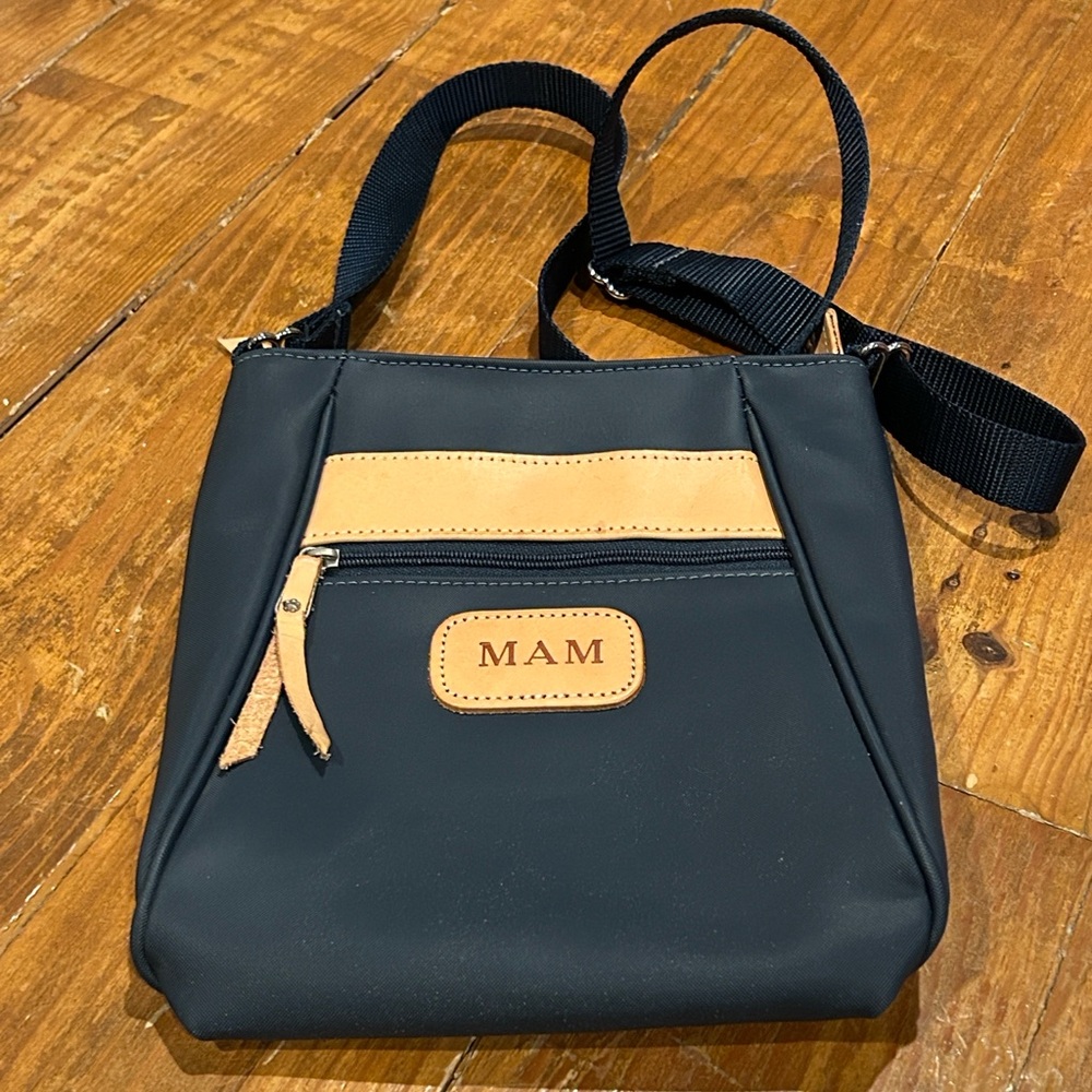 Jon Hart Navy and Tan Crossbody Bag like new adjustable strap
